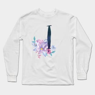 Floral Monogram I Pretty Lilac Bouquet Long Sleeve T-Shirt